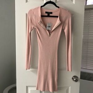 Pink sweater zip up dress